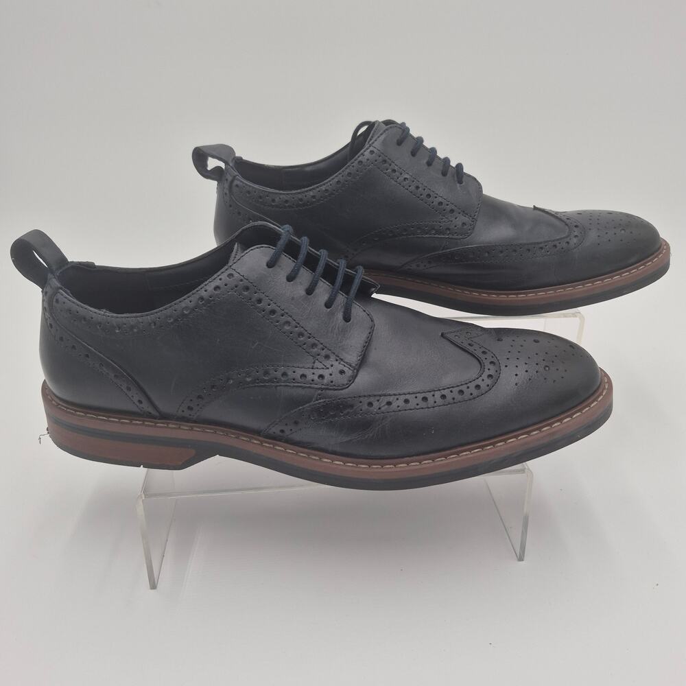 Clarks Signature Men's Wingtip Brogue Lace Up Dress Shoes Blue Size 10.5 S0097